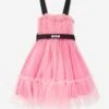 MSGM Girls Tulle Dress In Pink 2 MSGM Girls Tulle Dress In Pink -Monna Clothing Shop MSGS4031 ROSA PINK 1