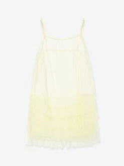 MSGM Girls Jersey And Tulle Dress In Green -Monna Clothing Shop MSGS4034 BIANCO LIME 4