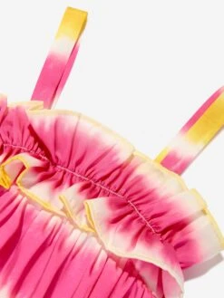 MSGM Girls Twill Striped Dress In Pink -Monna Clothing Shop MSGS4035 MULTICOLOR 4