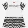 Missoni Girls Zigzag Dress In White -Monna Clothing Shop MSNA3014 100NE 1