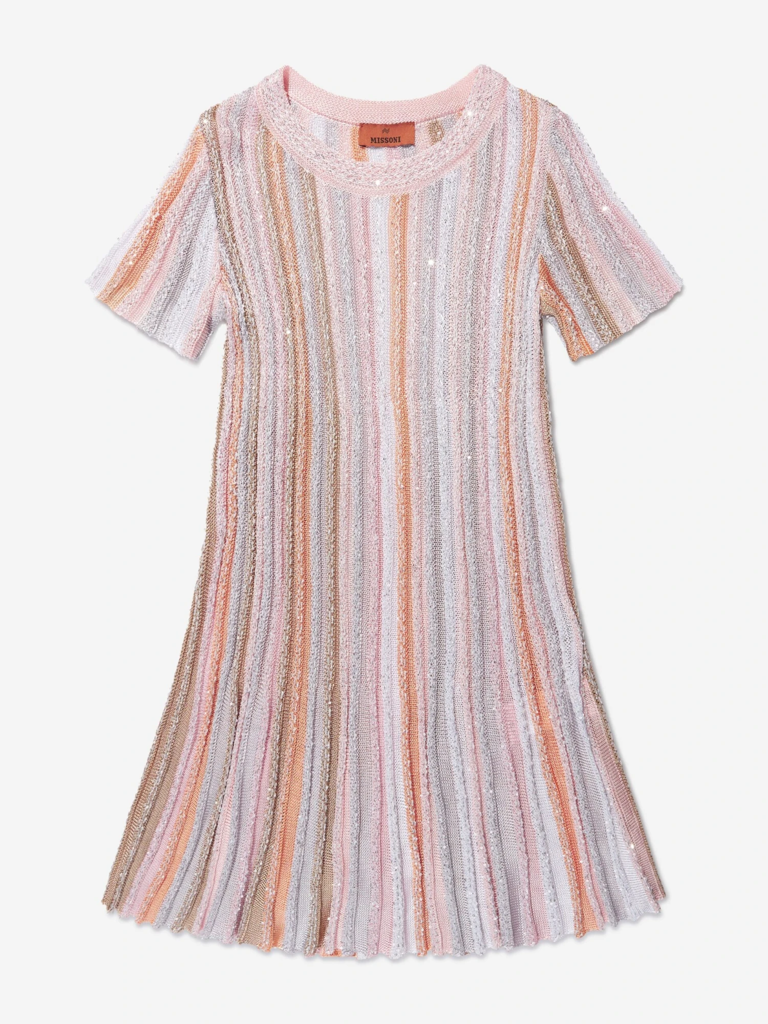 Missoni Girls Pleated Knit Dress In Multicolour 3 Missoni Girls Pleated Knit Dress In Multicolour