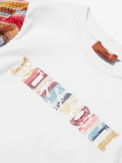 Missoni Girls Logo Jersey Dress In White -Monna Clothing Shop MSNS4006 WHITE COLOURFUL 3