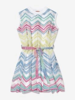 Missoni Girls Zigzag Knit Dress In Multicolour