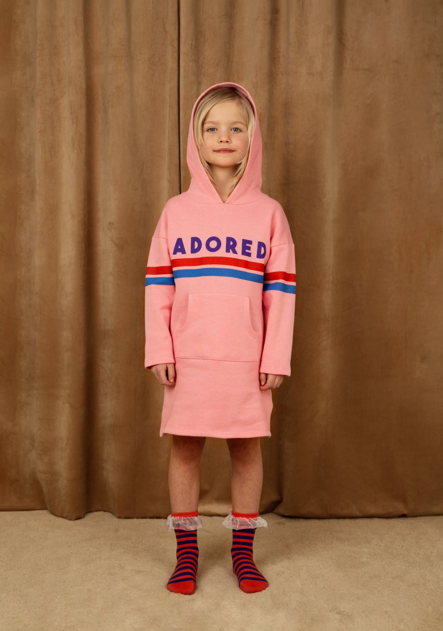 Mini Rodini Girls Adored Hoodie Dress In Pink 4 Mini Rodini Girls Adored Hoodie Dress In Pink - Image 2