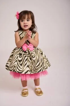 Girls Monty Zebra Dress In Multicolour -Monna Clothing Shop Monty Baby Dress White Black Lifestyle 2