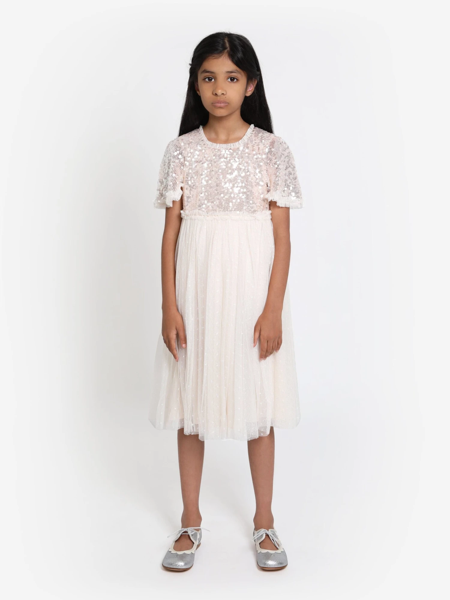 Needle & Thread Girls Mila Gloss Bodice Dress In Cream 3 Needle & Thread Girls Mila Gloss Bodice Dress In Cream