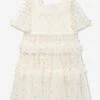 Needle & Thread Girls Polka Dot Smocked Dress In Ivory -Monna Clothing Shop NEEA4003 CREAM GOLD 1