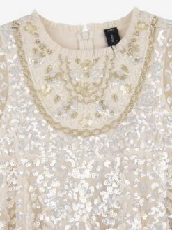 Needle & Thread Girls Victorian Wreath Gloss Dress In Ivory -Monna Clothing Shop NEES4001 CREAM 3