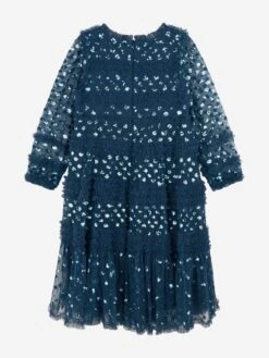 Needle & Thread Girls Dot Shimmer Long Sleeve Dress In Blue 9 Needle & Thread Girls Dot Shimmer Long Sleeve Dress In Blue -Monna Clothing Shop NEES4002 TEAL 2