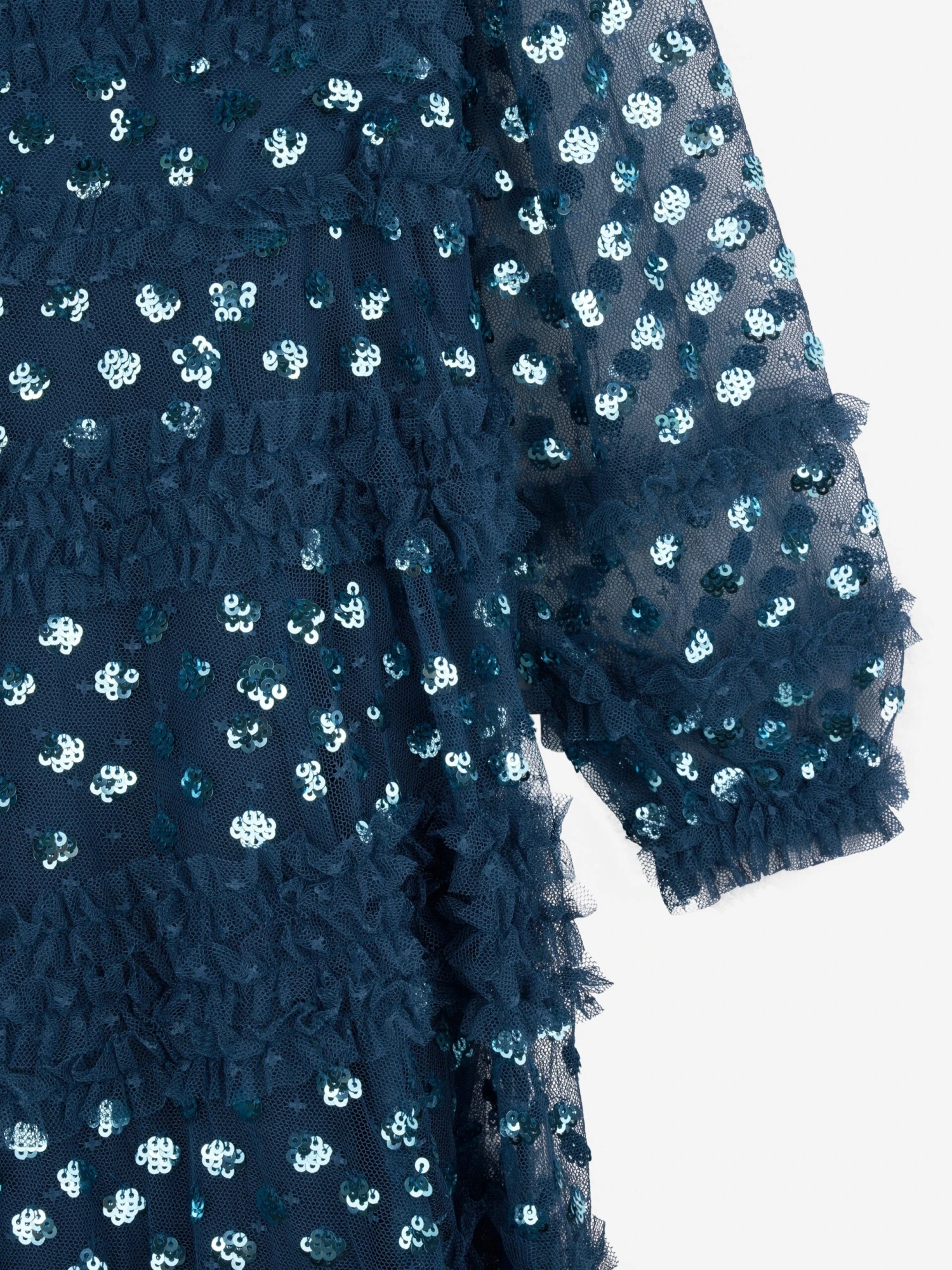 Needle & Thread Girls Dot Shimmer Long Sleeve Dress In Blue 7 Needle & Thread Girls Dot Shimmer Long Sleeve Dress In Blue - Image 5