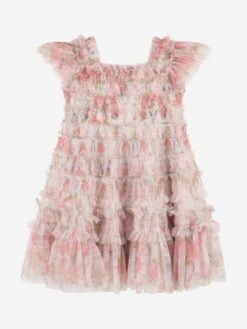 Needle & Thread Girls Floral Wreath Dress In Pink