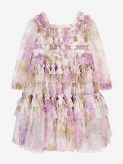 Needle & Thread Girls Wisteria Smocked Dress In White