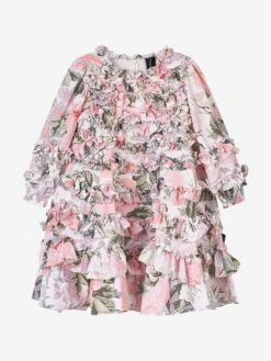 Needle & Thread Girls Rose Powder Crepe Dress In White