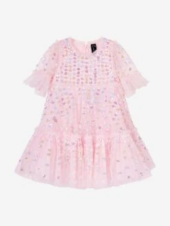 Needle & Thread Girls Raindrop Sequin Dress In Pink