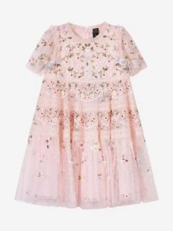 Needle & Thread Girls Garland Ribbon Dress In Pink