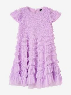 Needle & Thread Girls Wild Rose Ruffle Dress In Purple