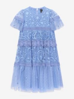 Needle & Thread Girls Midsummer Lace Dress In Blue