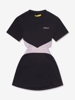 Off-White Girls Bookish Logo Bans Dress In Black