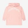 Palm Angels Girls Curved Logo Hooded Sweater Dress In Pink 2 Palm Angels Girls Curved Logo Hooded Sweater Dress In Pink -Monna Clothing Shop PALA3068 13001 1
