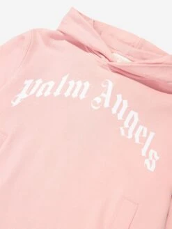 Palm Angels Girls Curved Logo Hooded Sweater Dress In Pink 8 Palm Angels Girls Curved Logo Hooded Sweater Dress In Pink -Monna Clothing Shop PALA3068 13001 3