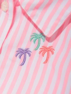 Palm Angels Girls 3 Palms Striped Shirt Dress In Pink -Monna Clothing Shop PALS4092 ROSE QUARTZ 3
