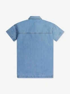 Palm Angels Girls Track Chambray Shirt Dress In Blue 7 Palm Angels Girls Track Chambray Shirt Dress In Blue -Monna Clothing Shop PALS4122 BLUE BLUE 2