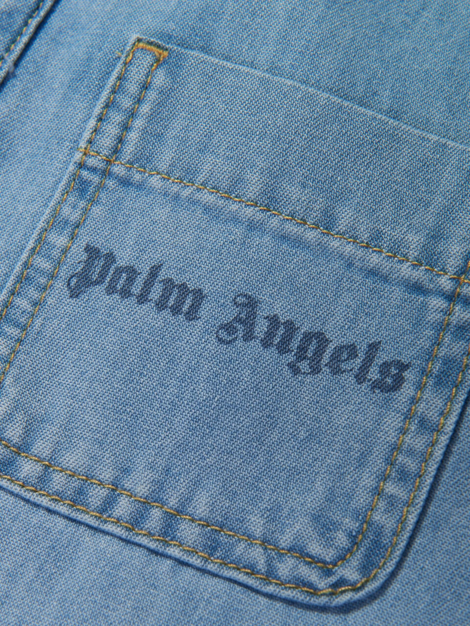 Palm Angels Girls Track Chambray Shirt Dress In Blue 5 Palm Angels Girls Track Chambray Shirt Dress In Blue - Image 3