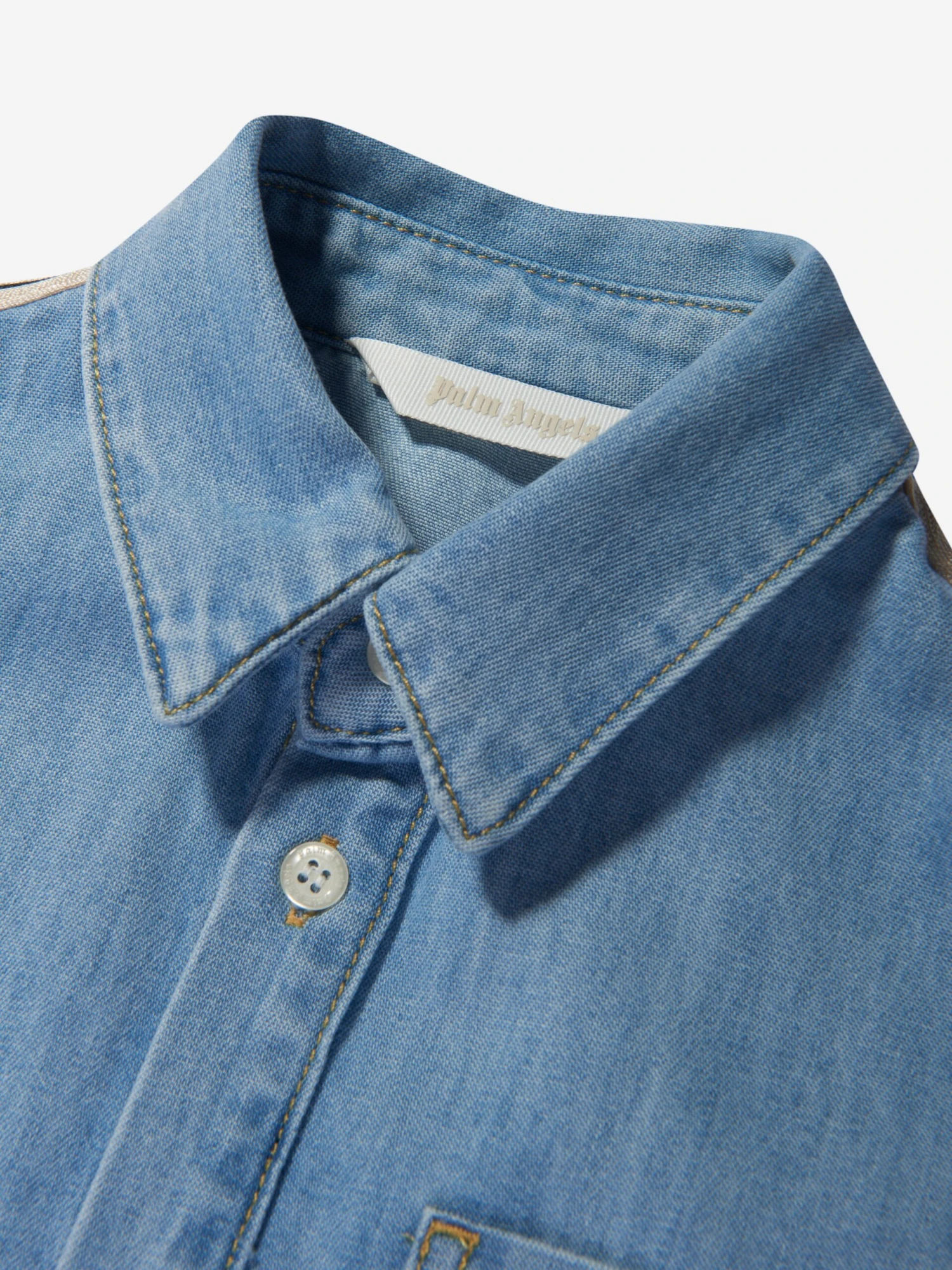 Palm Angels Girls Track Chambray Shirt Dress In Blue 6 Palm Angels Girls Track Chambray Shirt Dress In Blue - Image 4