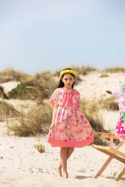 Girls Floral Party Dress In Pink -Monna Clothing Shop PATACHOU 22Maio0958
