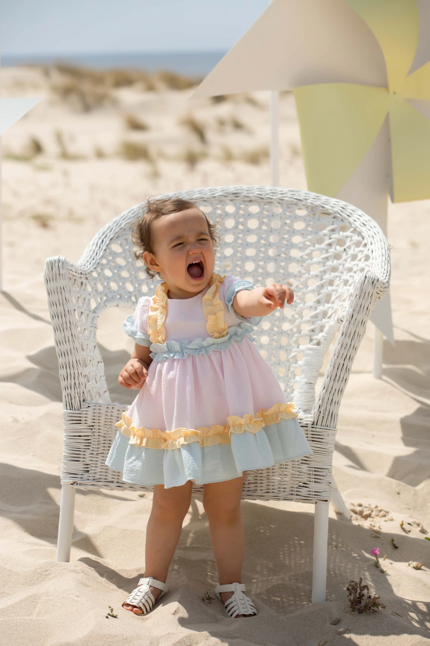 Girls Frilly Dress In Multicolour 4 Girls Frilly Dress In Multicolour - Image 2