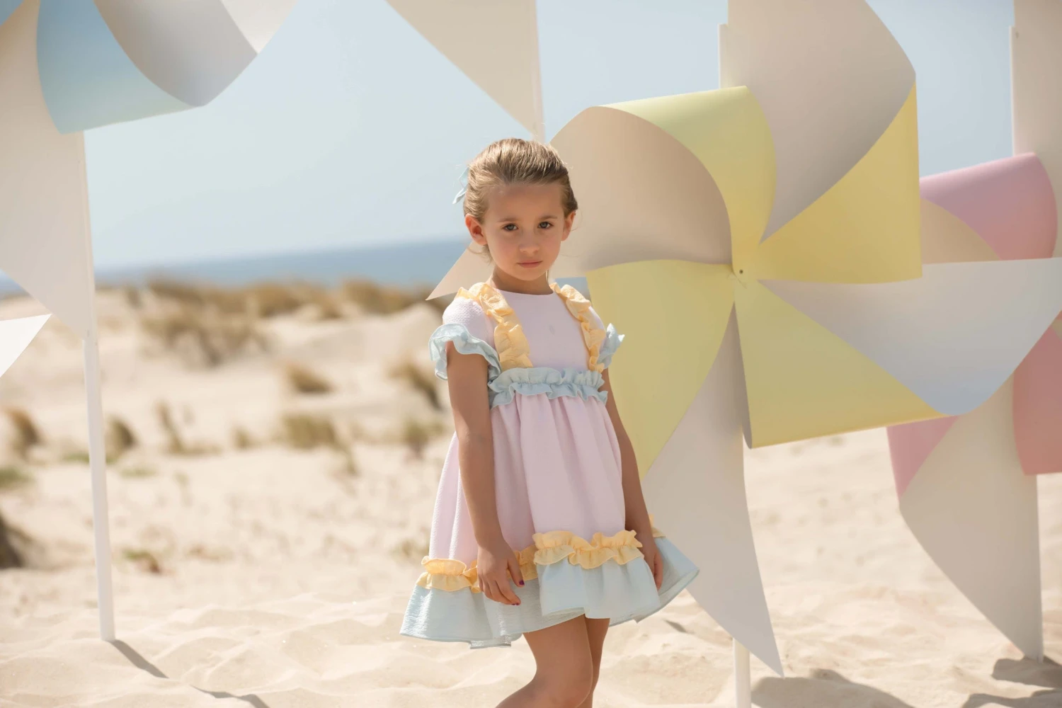 Girls Frilly Dress In Multicolour 5 Girls Frilly Dress In Multicolour - Image 3