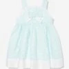 Girls Pinafore Dress In Blue -Monna Clothing Shop PATS4044 AQUA GREEN 1