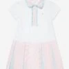 Girls Polo Dress In White -Monna Clothing Shop PATS4045 ECRU 1