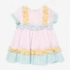 Girls Frilly Dress In Multicolour -Monna Clothing Shop PATS4046 PINK 1