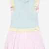 Girls Colourblock Dress In Multicolour -Monna Clothing Shop PATS4047 AQUA GREEN 1