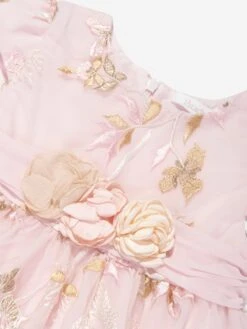 Girls Floral Lace Occasion Dress In Pink -Monna Clothing Shop PATS4055 PINK LACE 3