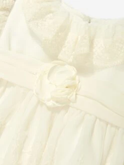 Girls Embroidered Occasion Dress In Ivory -Monna Clothing Shop PATS4056 IVORY EMBROIDERED 3