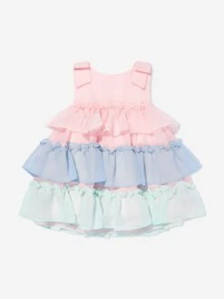 Girls Ruffled Occasion Dress In Multicolour