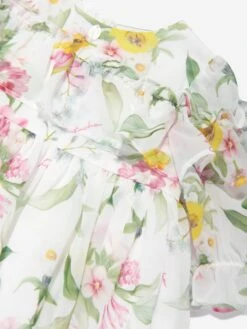 Girls Floral Occasion Dress In Multicolour -Monna Clothing Shop PATS4060 WHITE FLORAL 3