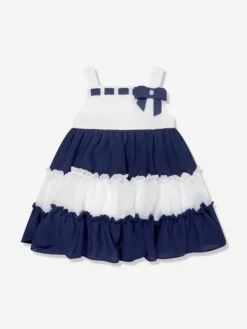 Girls Striped Yacht Club Dress In Navy