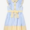 Girls Cotton Shirt Dress In Blue -Monna Clothing Shop PATS4067 BLUE STRIPES 1