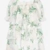 Girls Floral Party Dress In White -Monna Clothing Shop PATS4072 GARDEN PRINT 1