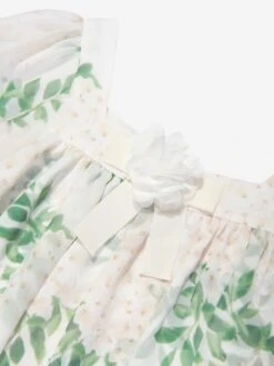 Girls Floral Party Dress In White -Monna Clothing Shop PATS4072 GARDEN PRINT 3