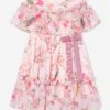 Girls Floral Print Dress In Pink 2 Girls Floral Print Dress In Pink -Monna Clothing Shop PATS4076 PINK GARDEN 1