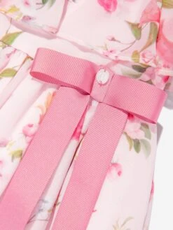 Girls Floral Print Dress In Pink -Monna Clothing Shop PATS4076 PINK GARDEN 3