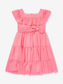 Girls Chiffon Bow Dress In Pink