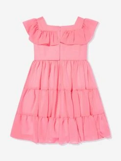 Girls Chiffon Bow Dress In Pink 9 Girls Chiffon Bow Dress In Pink -Monna Clothing Shop PATS4077 CORAL 2