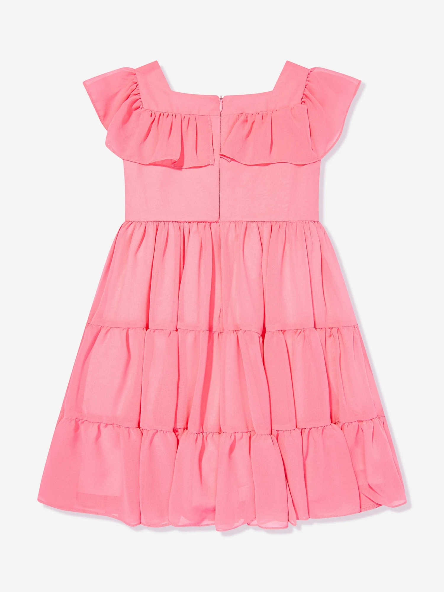 Girls Chiffon Bow Dress In Pink 5 Girls Chiffon Bow Dress In Pink - Image 3