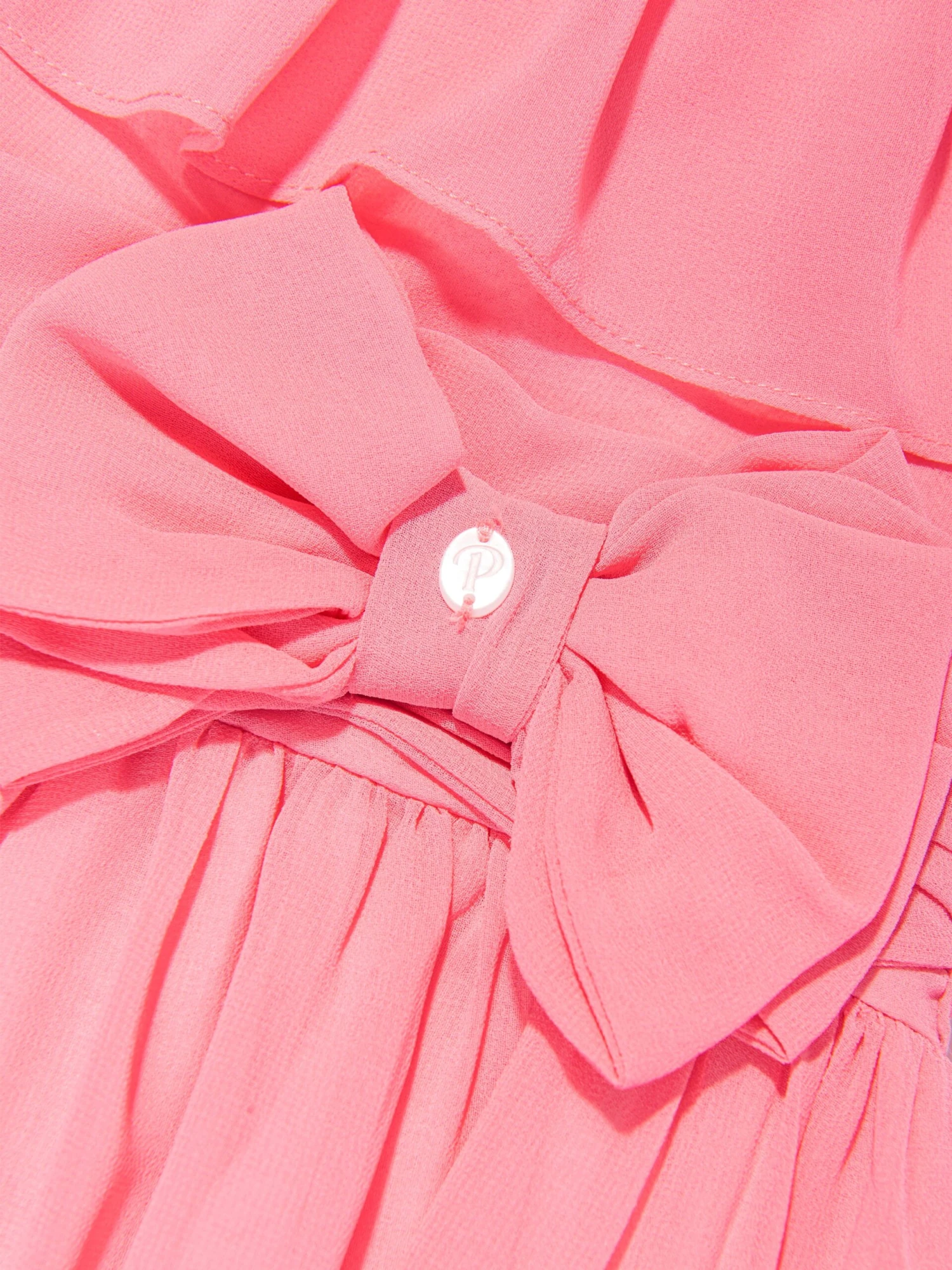 Girls Chiffon Bow Dress In Pink 6 Girls Chiffon Bow Dress In Pink - Image 4