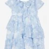 Girls Ruffle Dress In Blue 2 Girls Ruffle Dress In Blue -Monna Clothing Shop PATS4078 BICOLOR BLUE PRINT 1